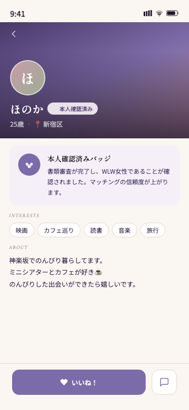 プロフィール画面