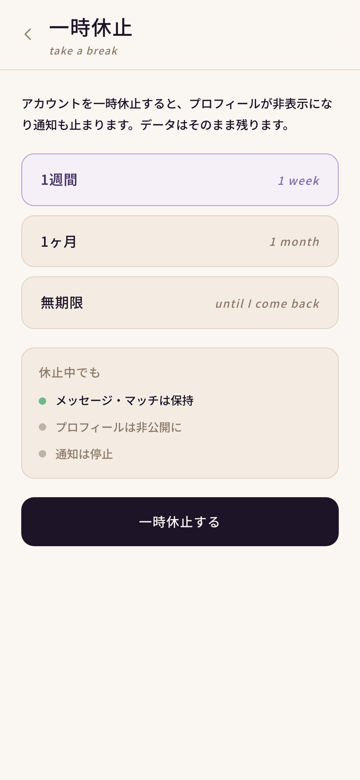 一時休止画面